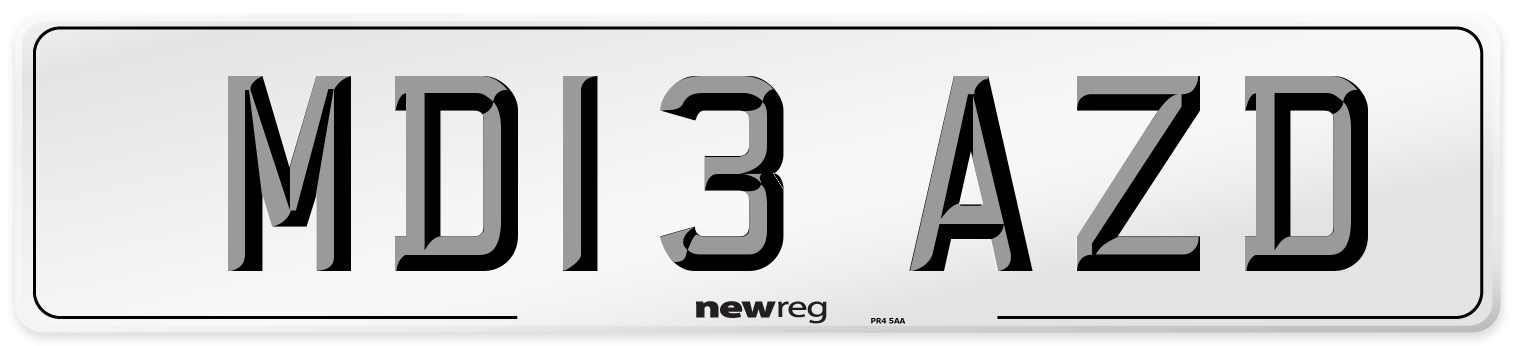 MD13 AZD Number Plate from New Reg